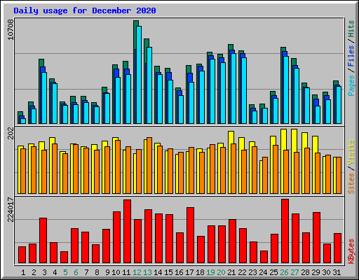 Daily usage for December 2020