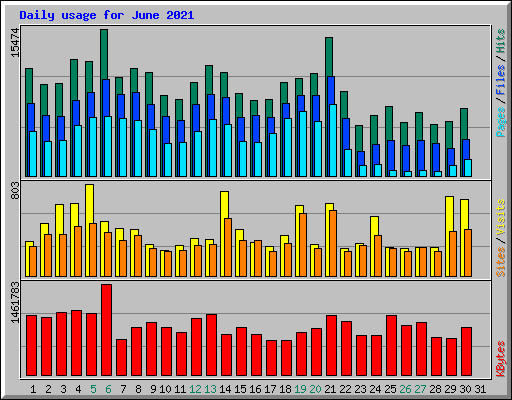 Daily usage for June 2021