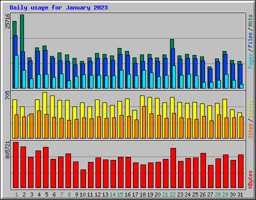 Daily usage for January 2023