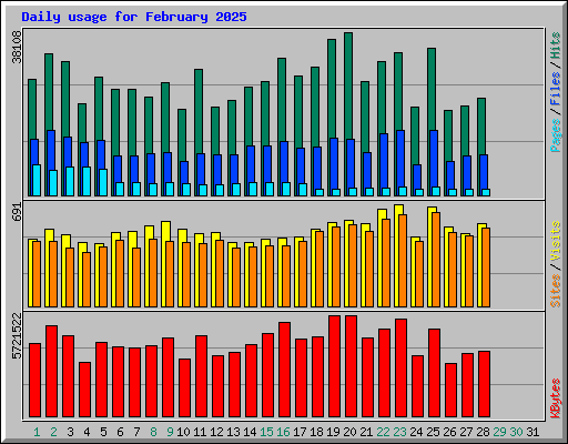 Daily usage for February 2025