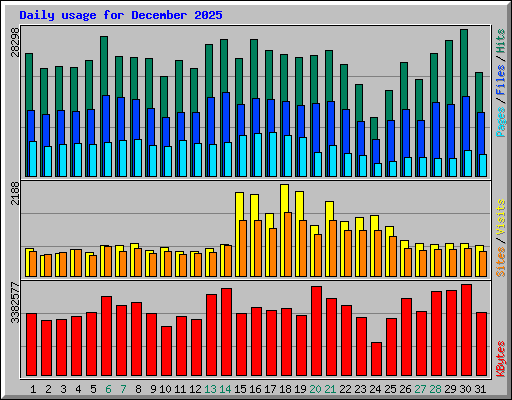 Daily usage for December 2025
