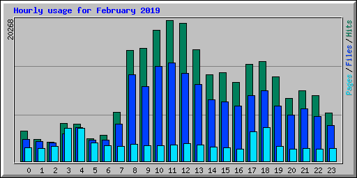 Hourly usage for February 2019