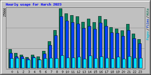 Hourly usage for March 2023